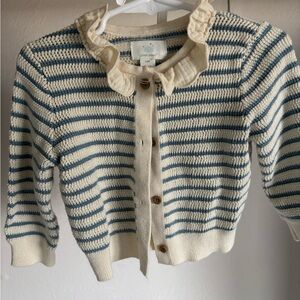 Cloud Island Blue and Cream Striped Cardigan